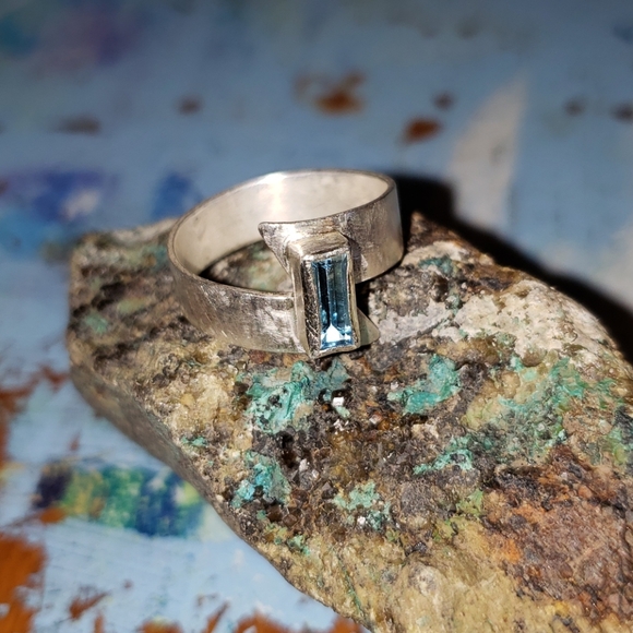 AQUAMARINE Zigzag Lightning Bolt Handmade S - Picture 2 of 10